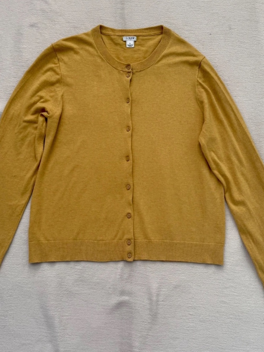 J. Crew Women's Mustard Yellow Button-Front Crewneck Cardigan NWOT